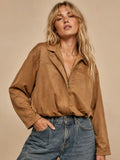 gemma bubble top in camel suede