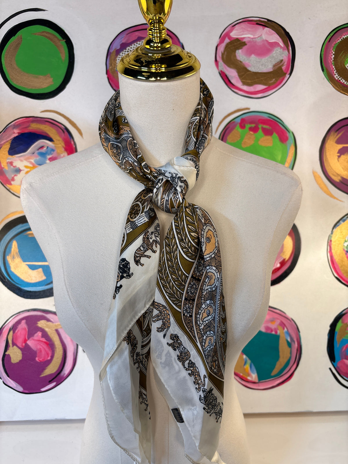 Arabian Paisley Print Scarf, Taupe