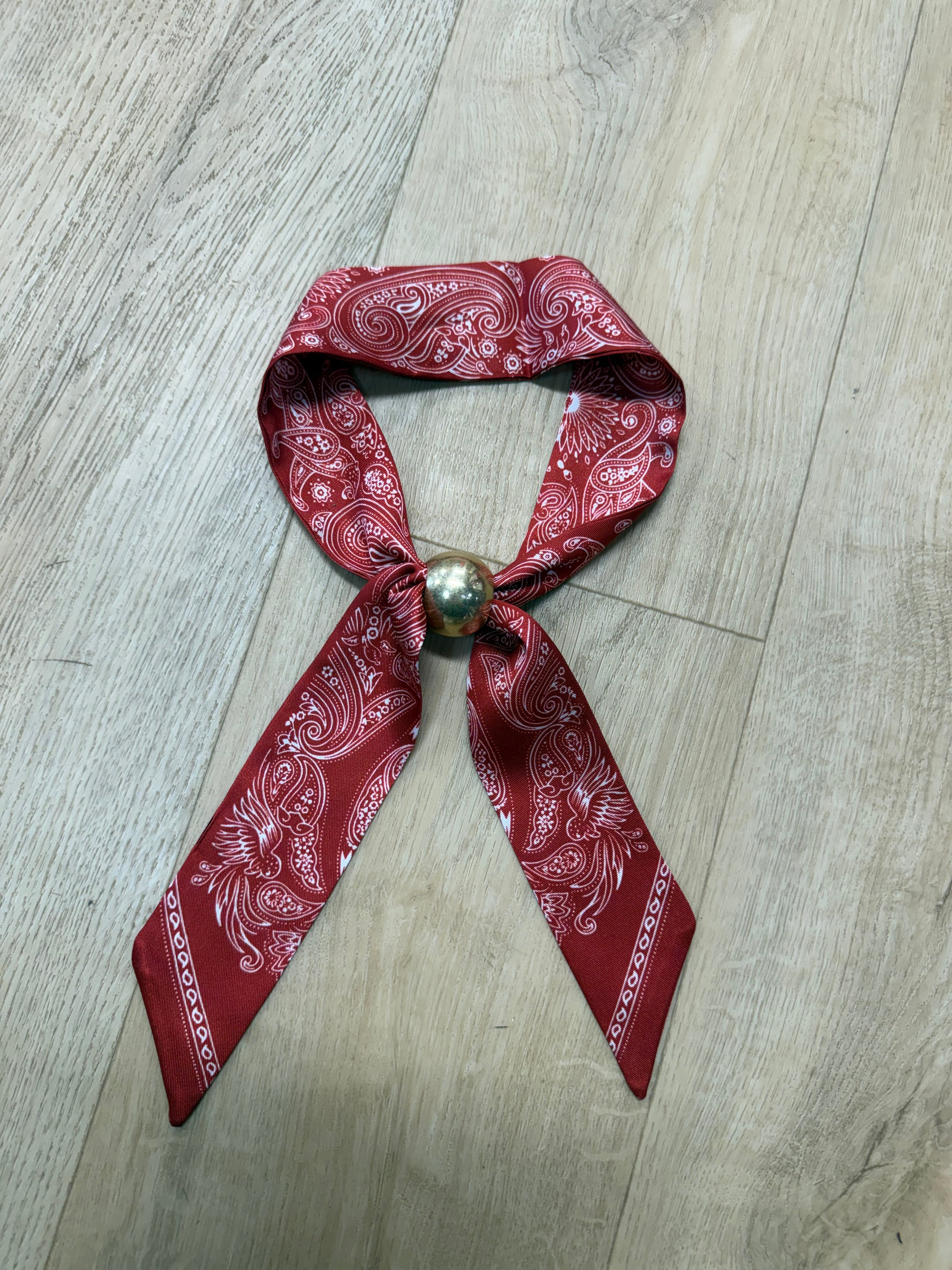 paisley scarf neckalace in red