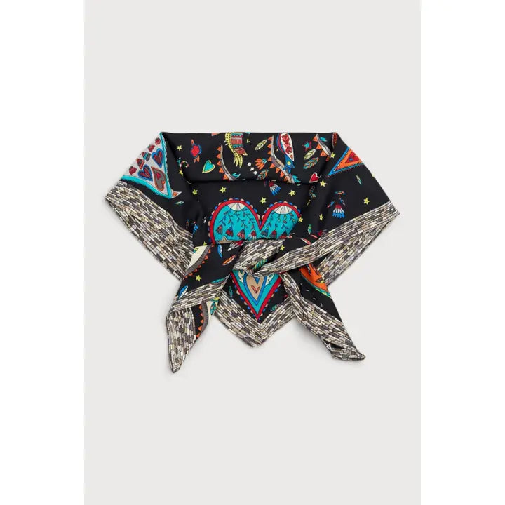 mixed print oversized bandana in black multi