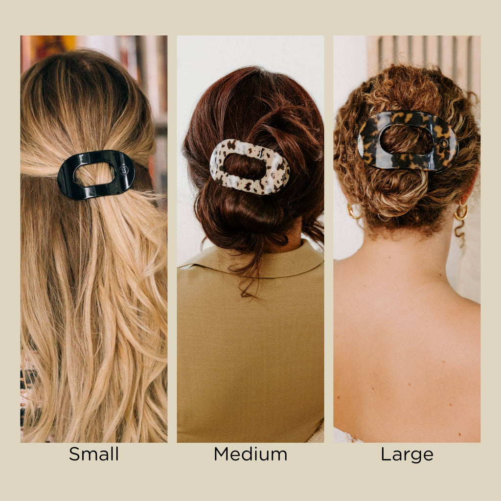 TELETIES Round Flat Hair Clip | Small | Blonde Tortoise