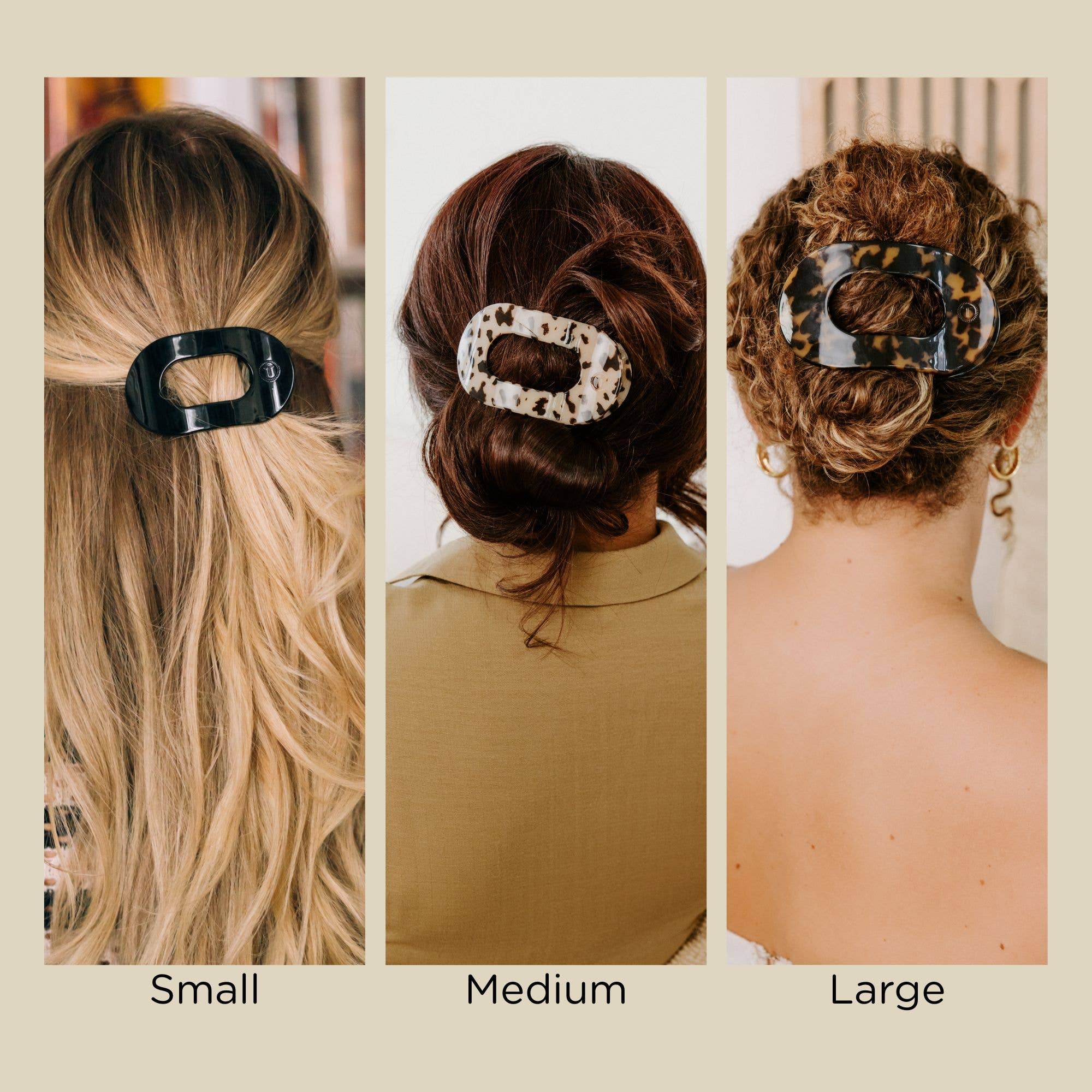 TELETIES Round Flat Hair Clip | Small | Blonde Tortoise