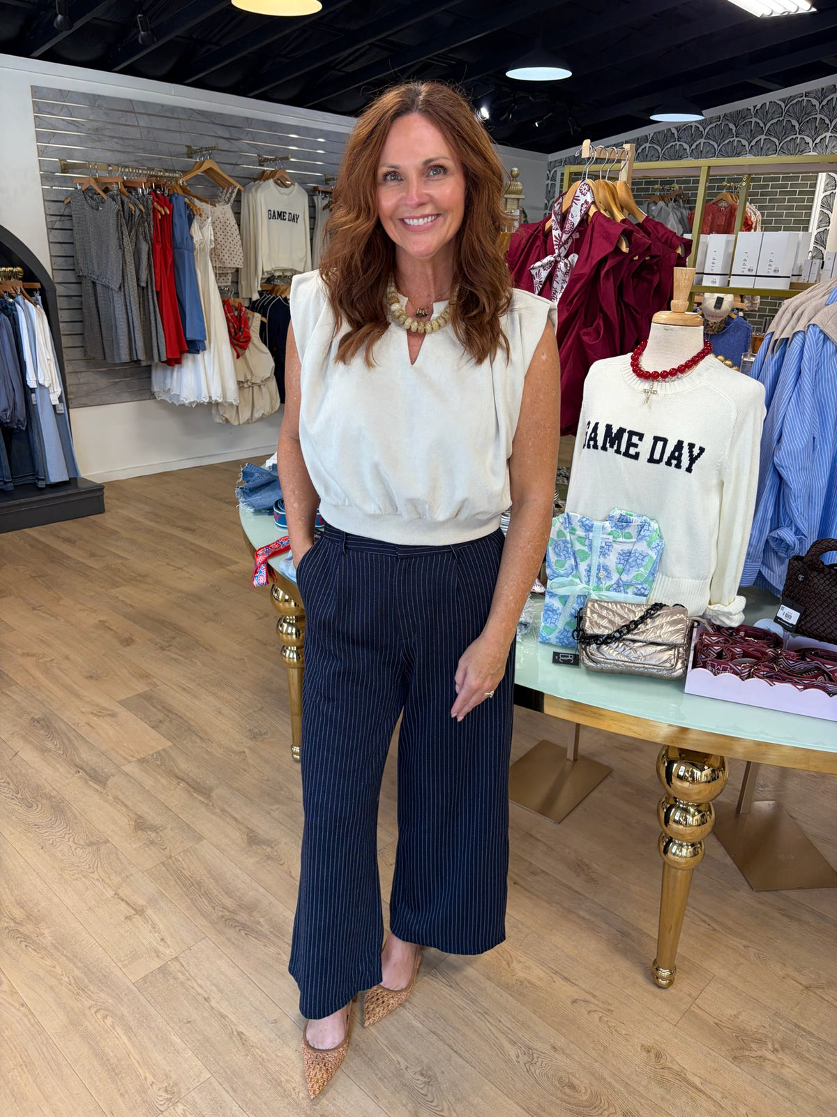 sage the label legacy pant in navy combo