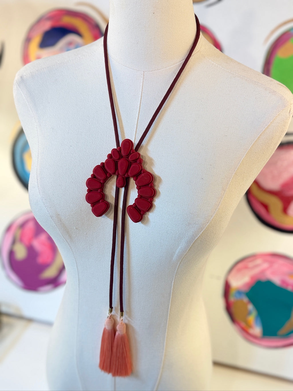 rahya designs || naja bolo crimson with maroon & peach