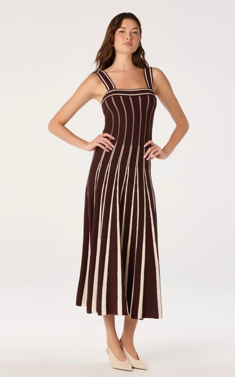 astr marlen dress in brown cream