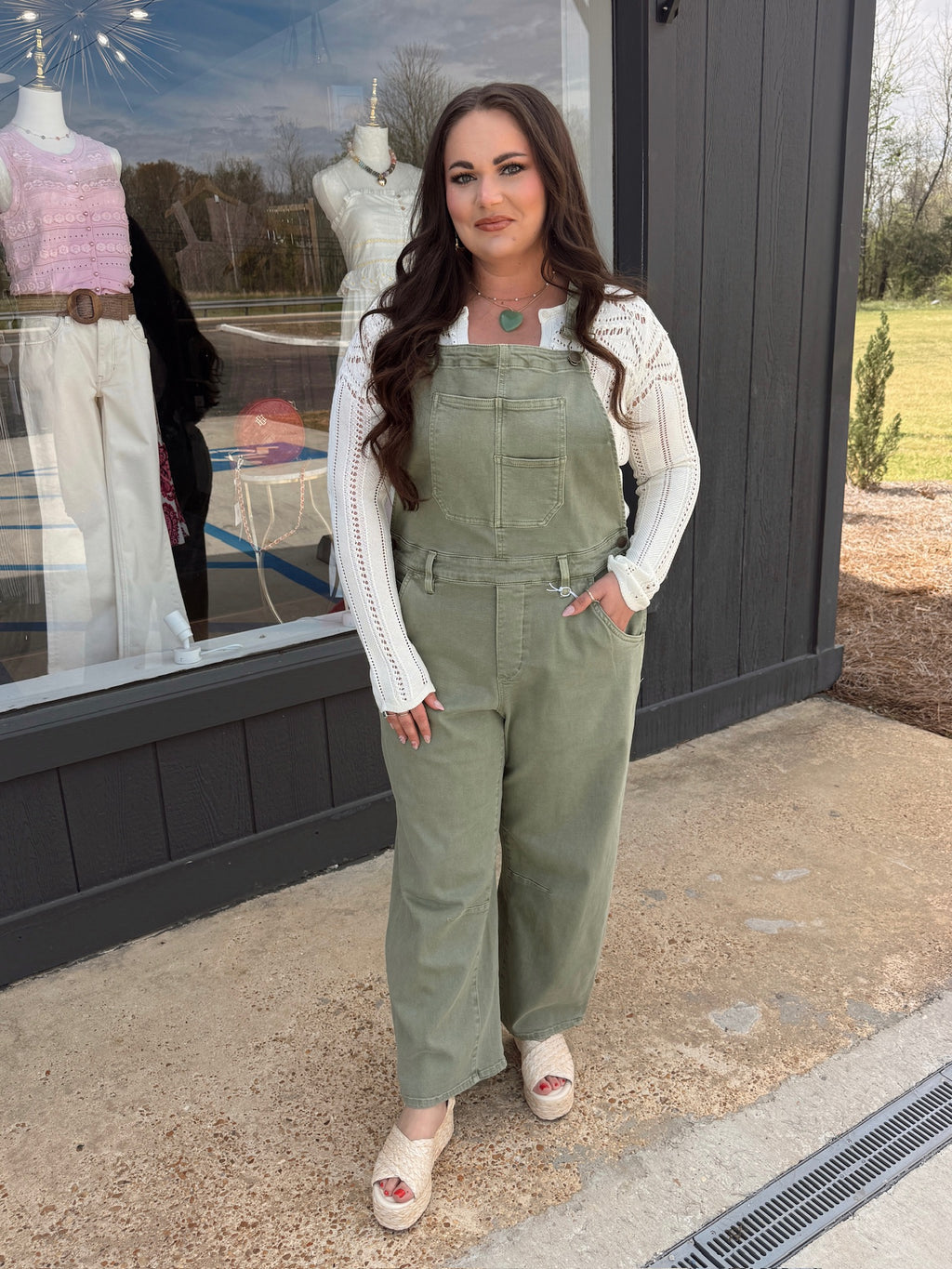 dear john lasso overall in vetiver green