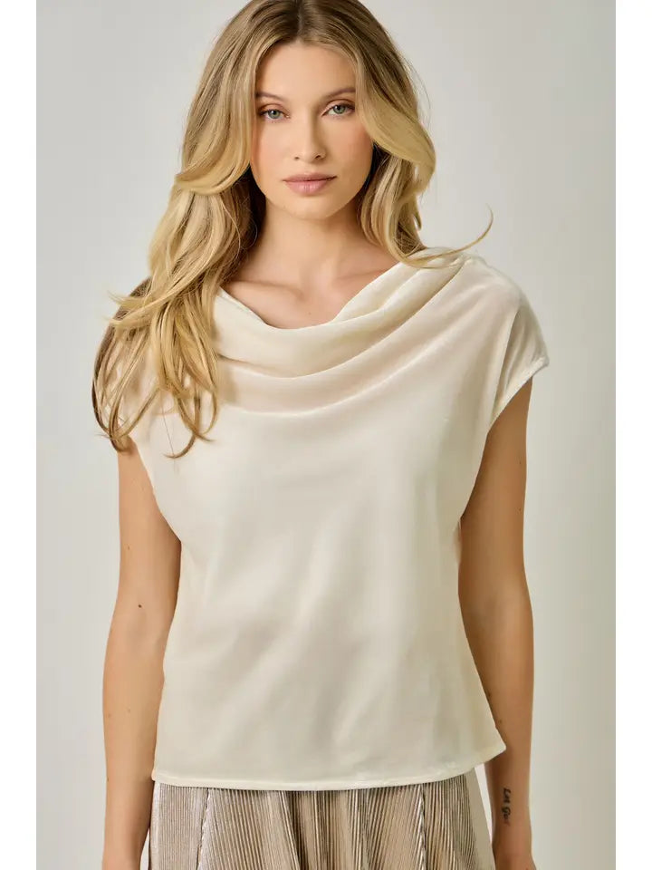 Mystree Velvet Cowl Neck Blouse