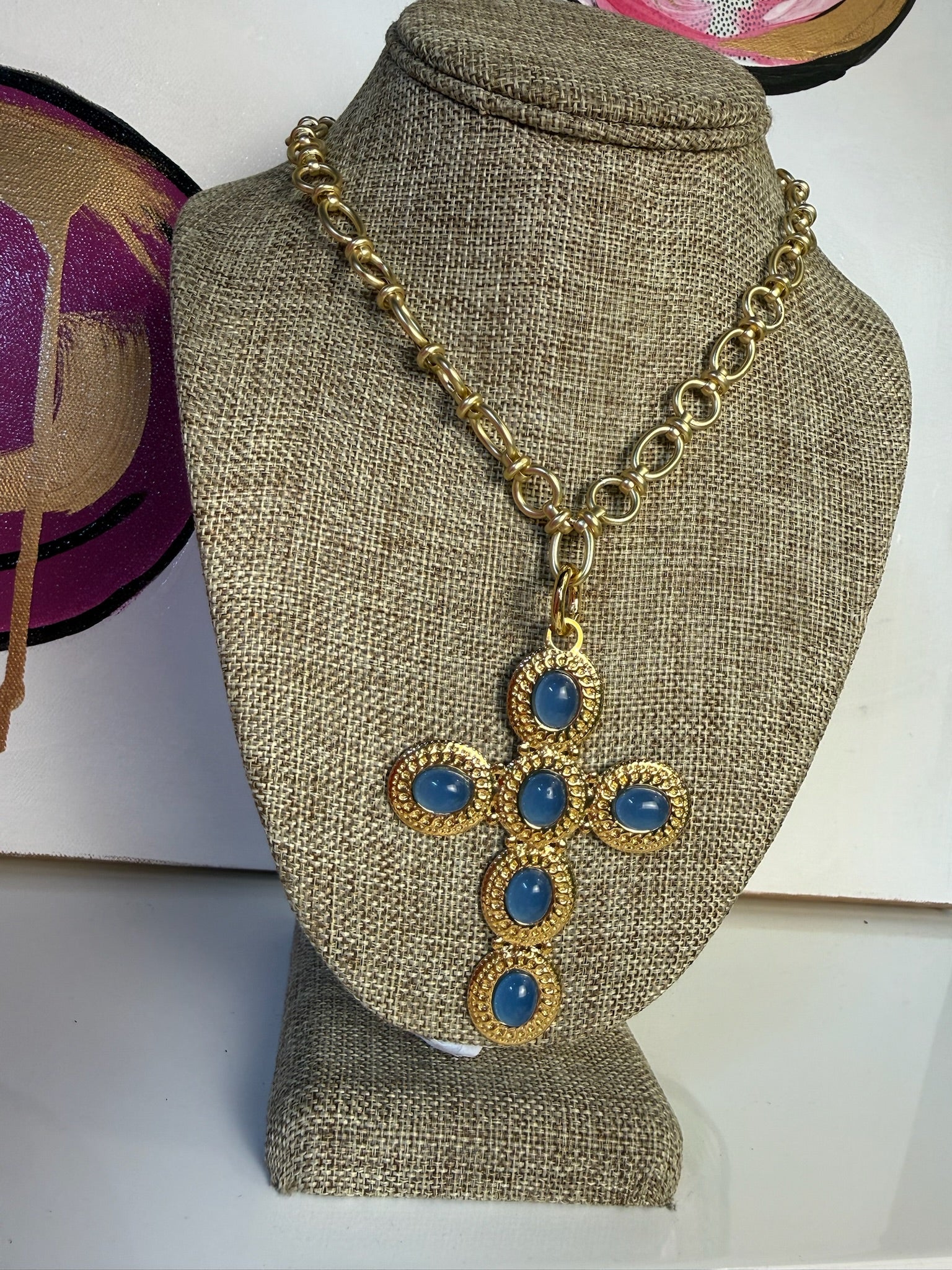 jennifer thames blue cross necklace
