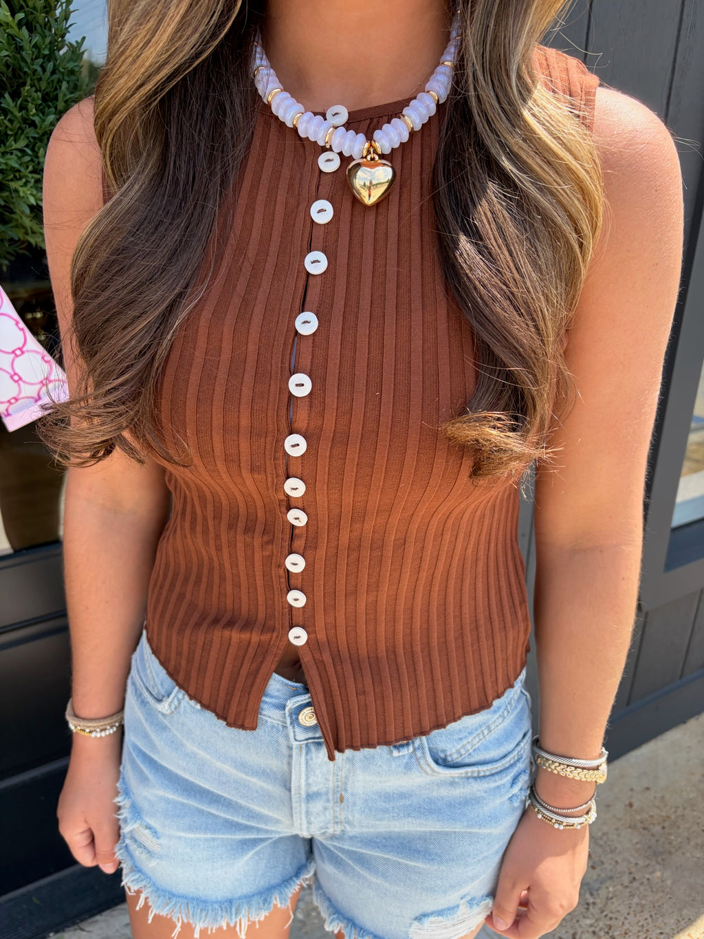 free people tilly vest in honey bronze