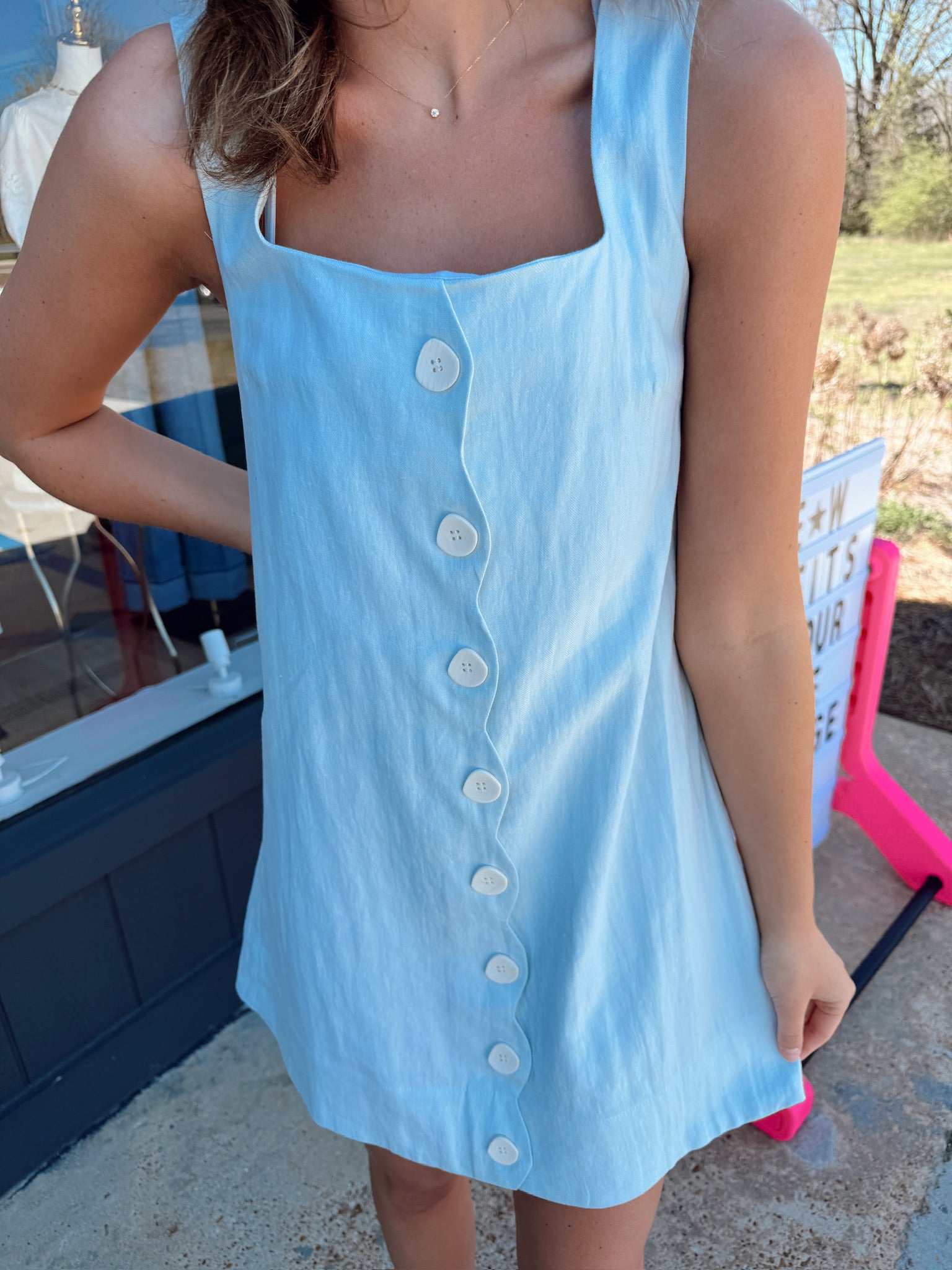 a.ren celine mini dress in sky blue a.ren celine mini dress in sky blue