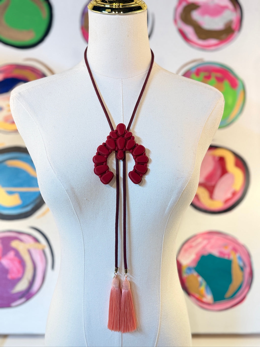 rahya designs || naja bolo crimson with maroon & peach