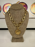 jennifer thames chain with horse coin and blue stone