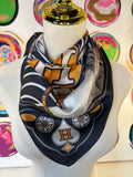 Multi Print Navy Horse Scarf
