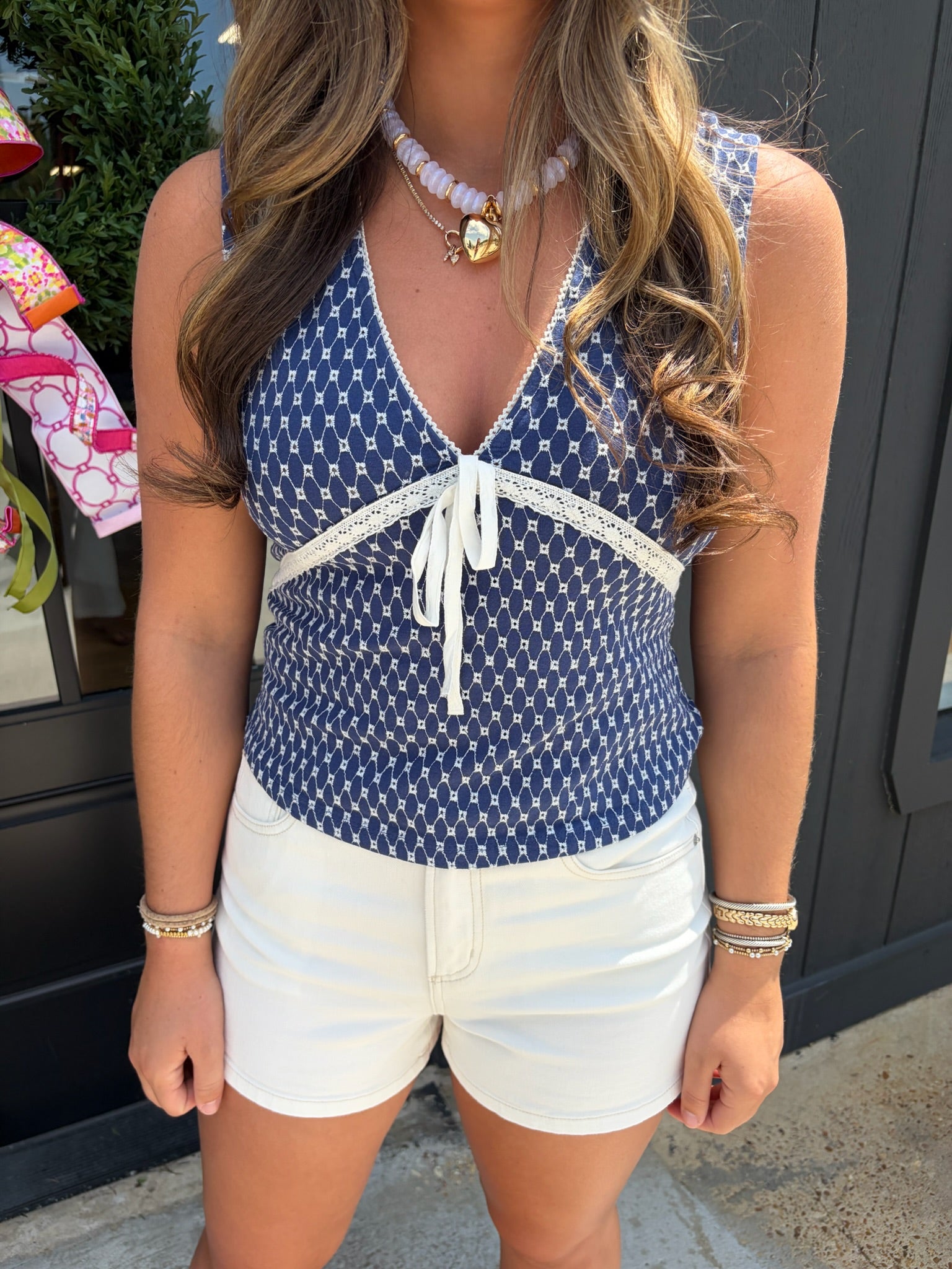 free people good graces top in sailor blue combo