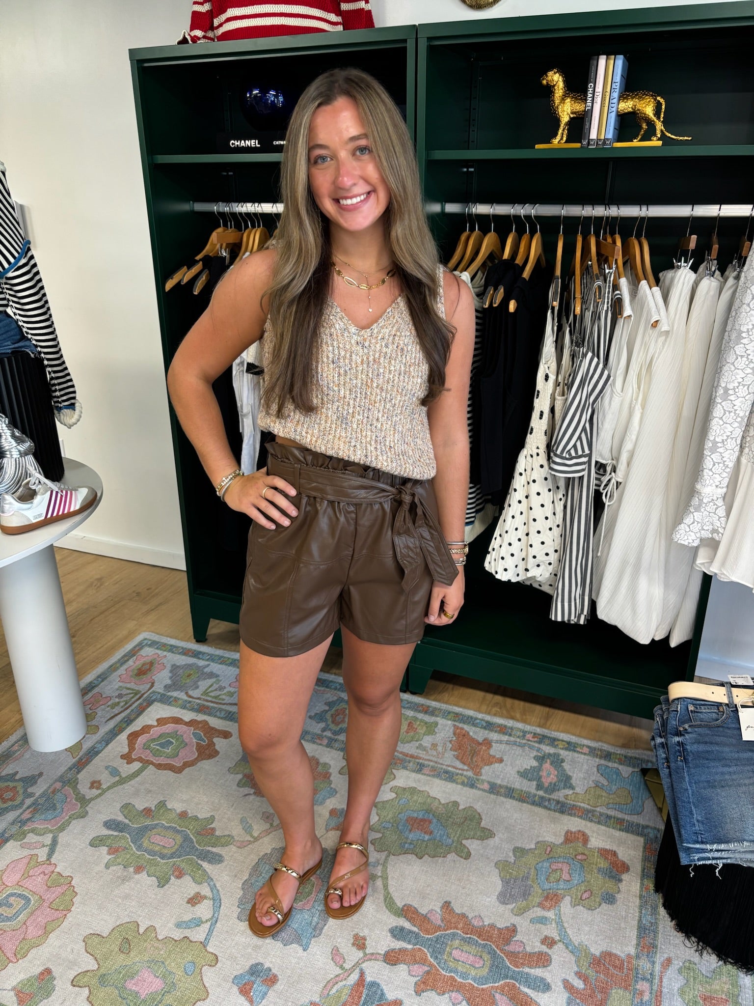 sage the label maple tank sweater in taupe multi