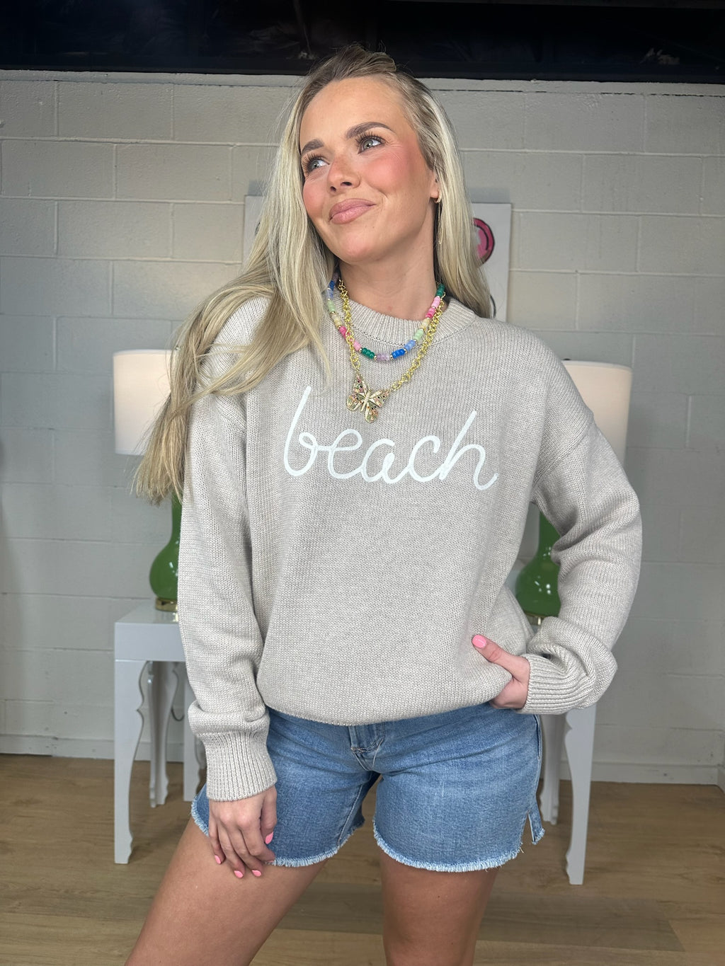 z supply boyfried beach sweater in natural heather