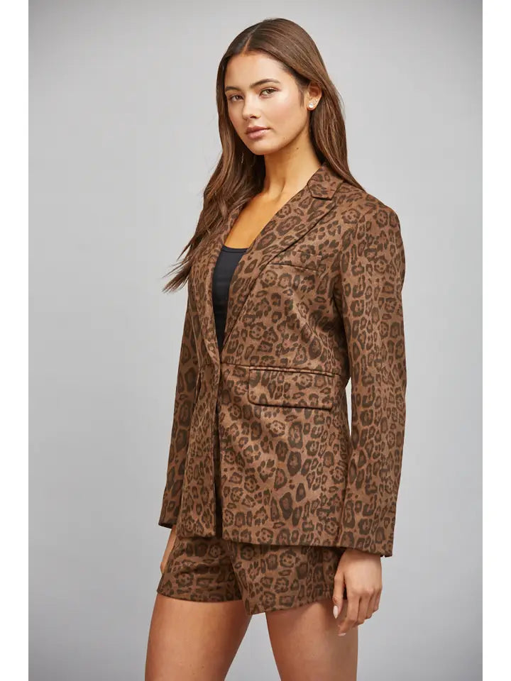 on the prowl blazer in suede leopard