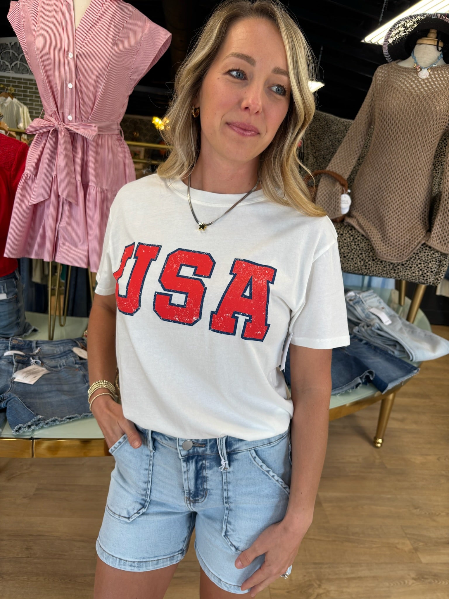 z supply USA boyfriend tee in sea salt