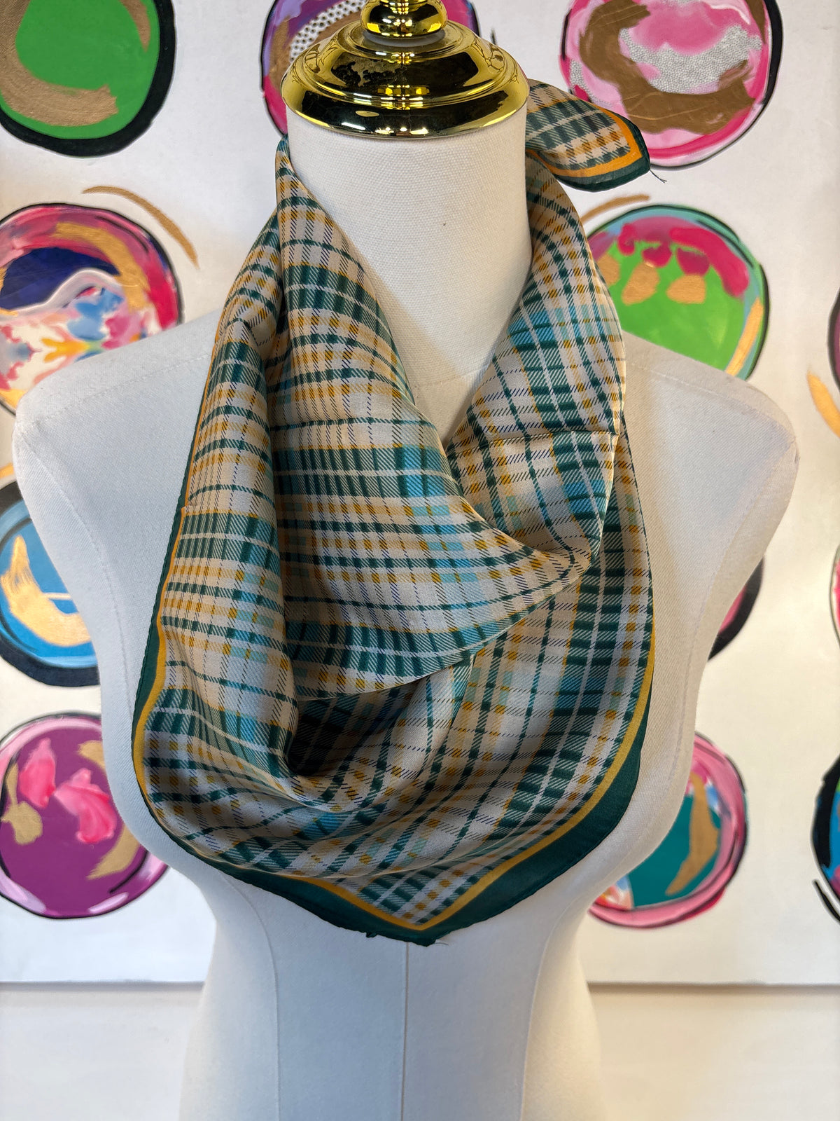Plaid Printed Bandana Scarf, Green