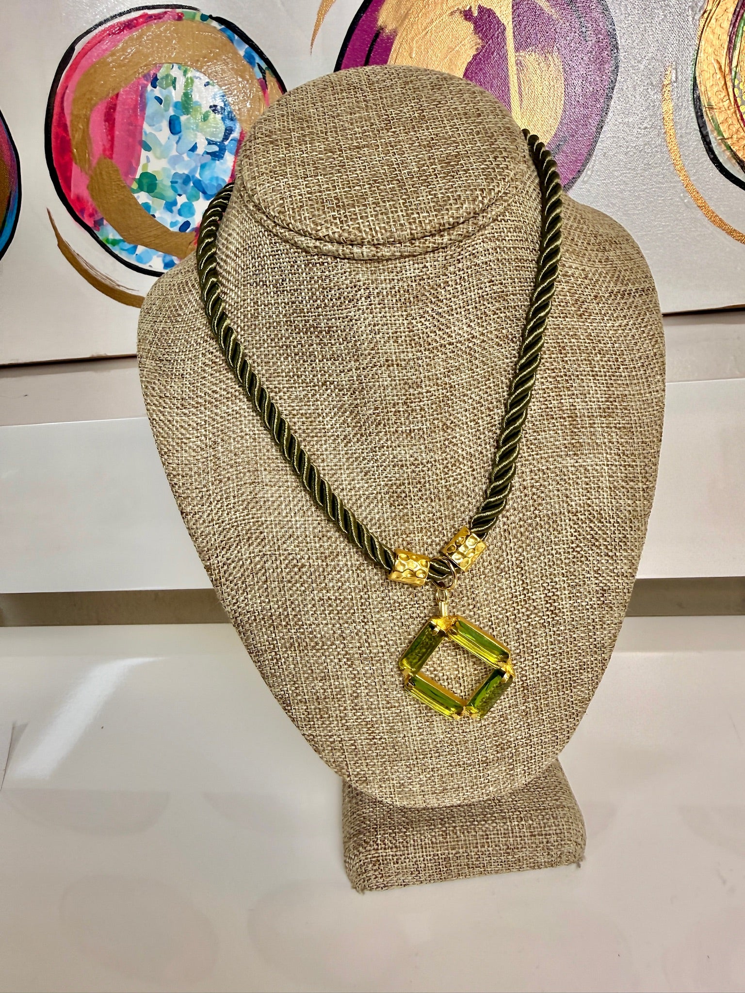 jennifer thames green rope necklace