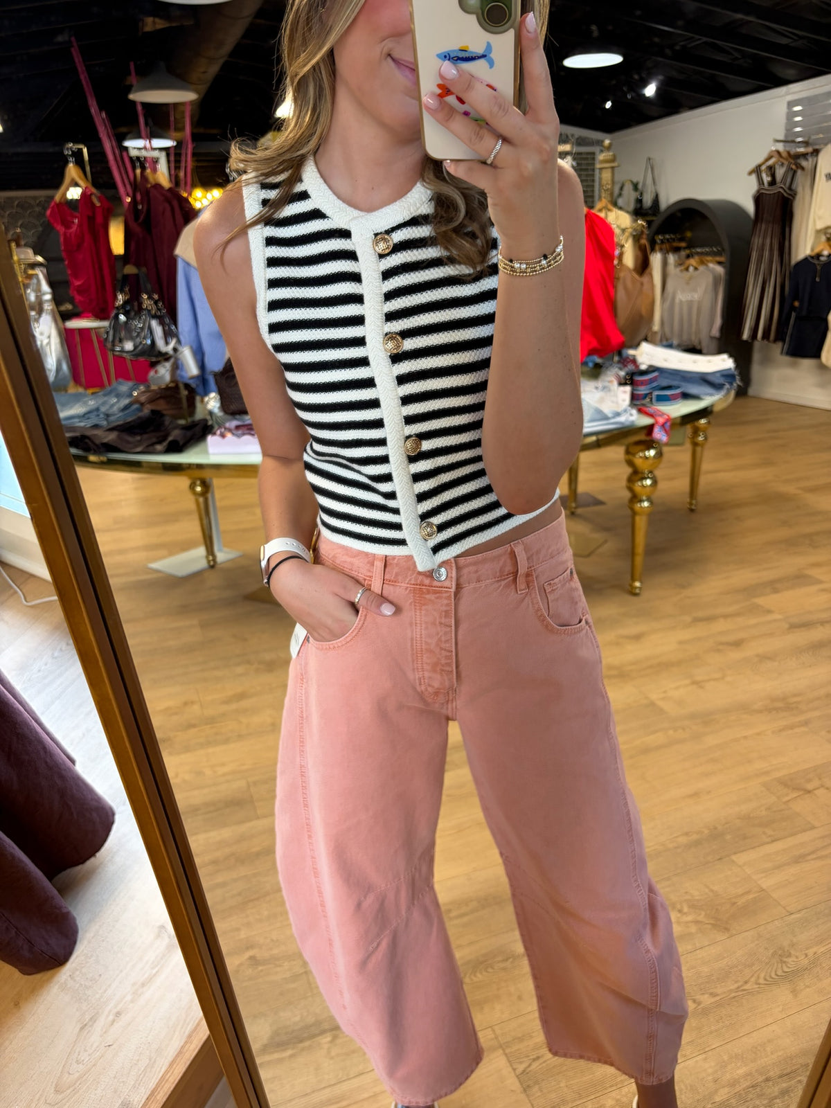 sadie & sage manon stripe sweater in ivory black combo