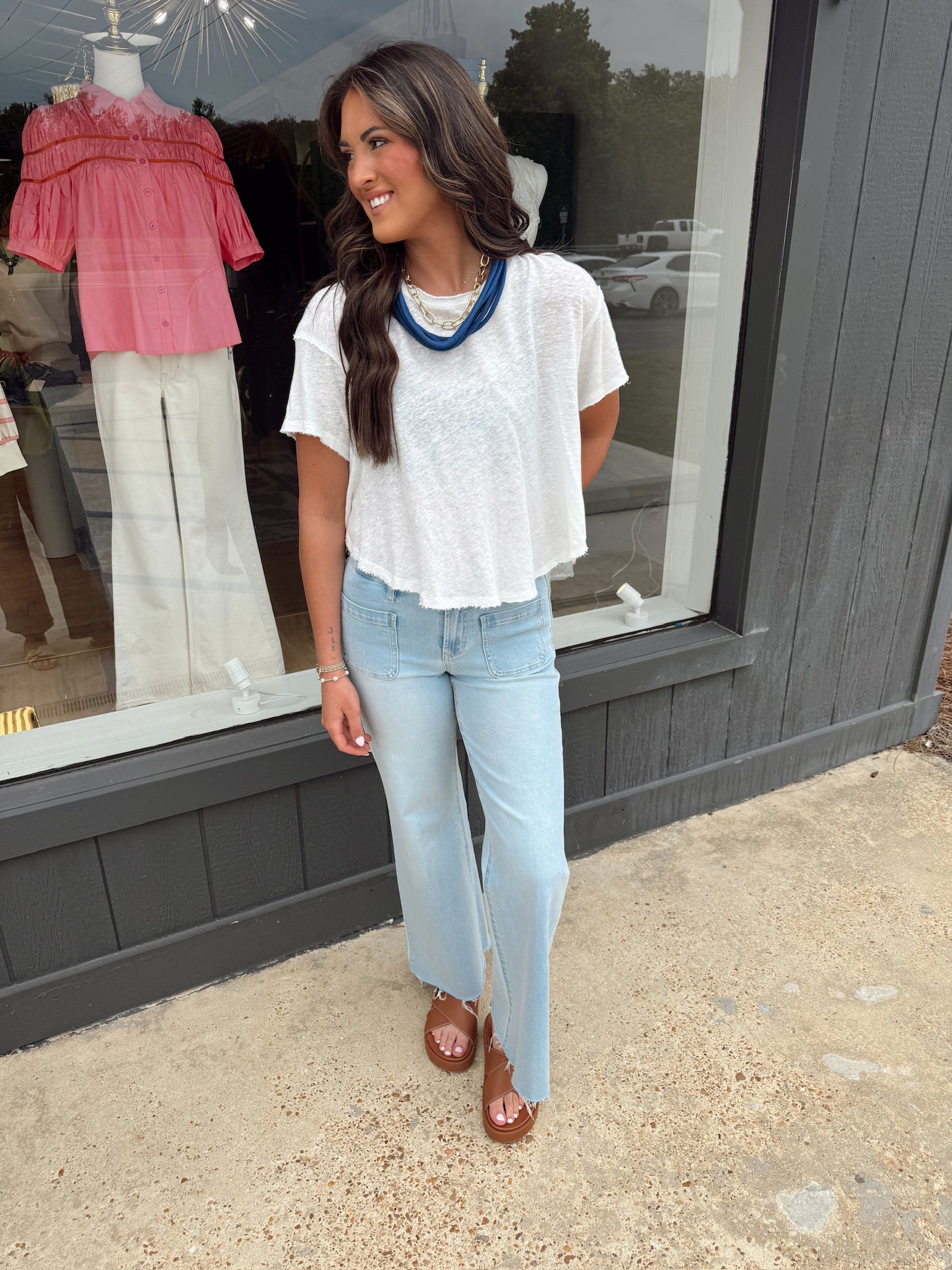 free people elsie swing tee in white whisper