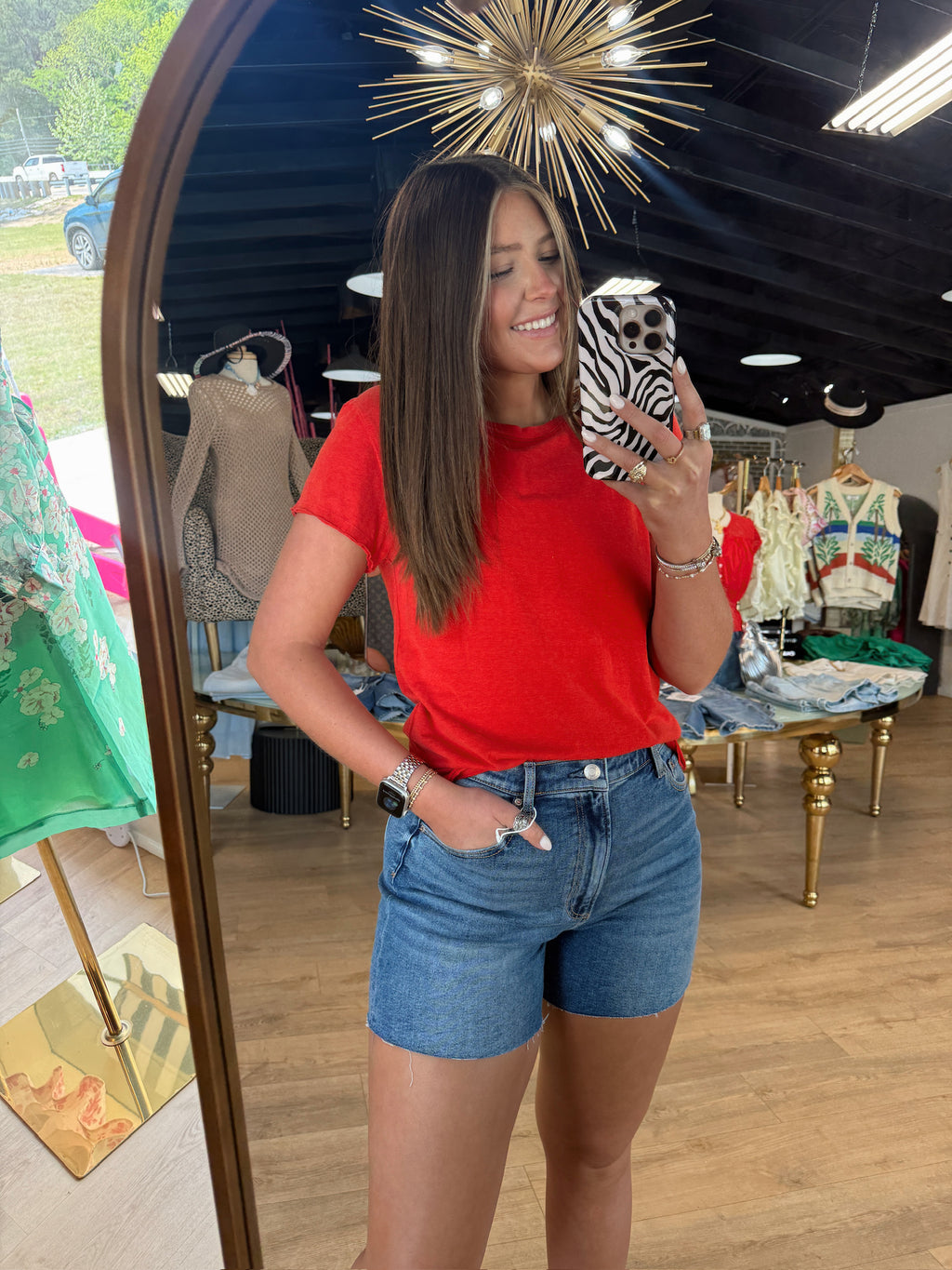 free people nova tee in high risk red
