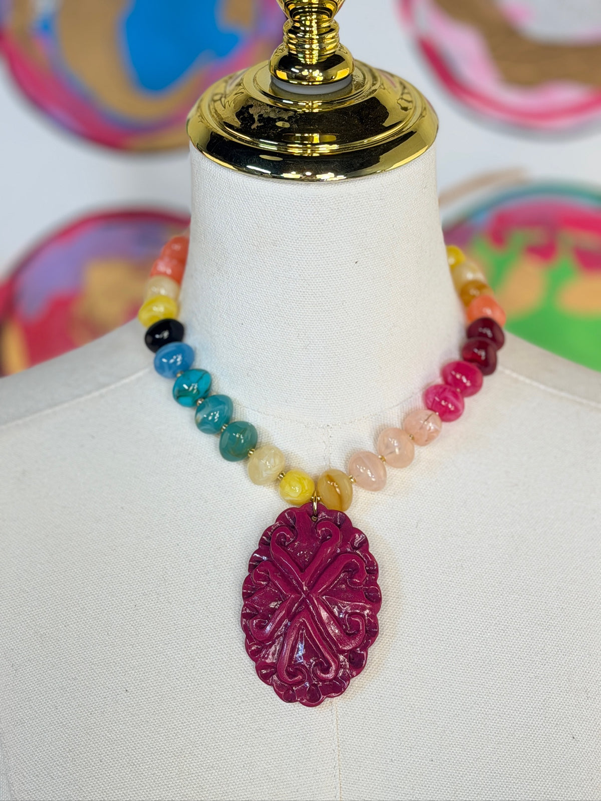 Jennifer Thames Holly Necklace, Pink