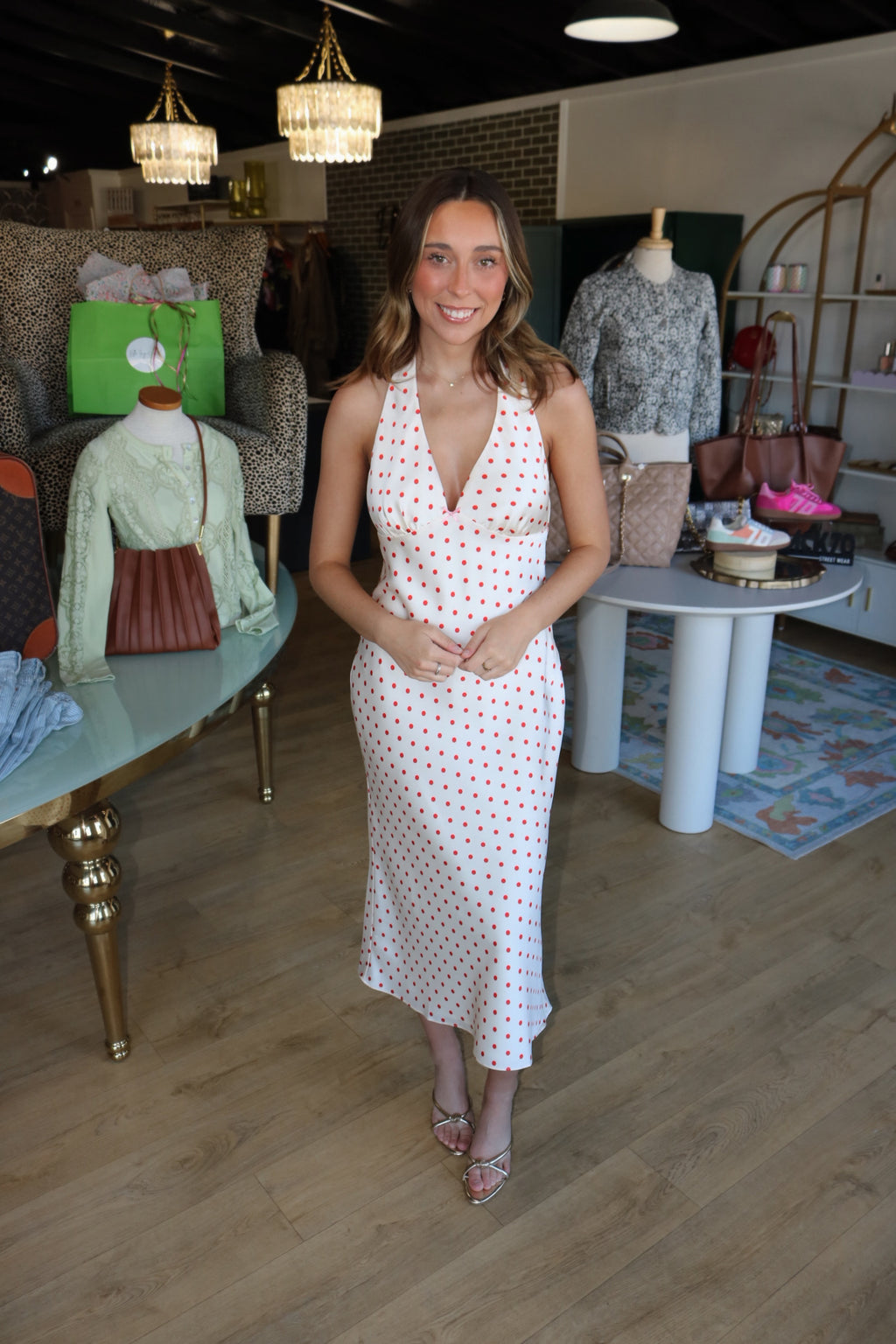 nia la brea dress in ivory/cherry