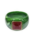 Graduated Square Stone Bracelet, Olive/Burgundy