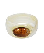 Wide Accented Oval Stone Bracelet, Beige
