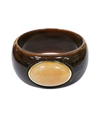 Wide Accented Oval Stone Bracelet, Brown