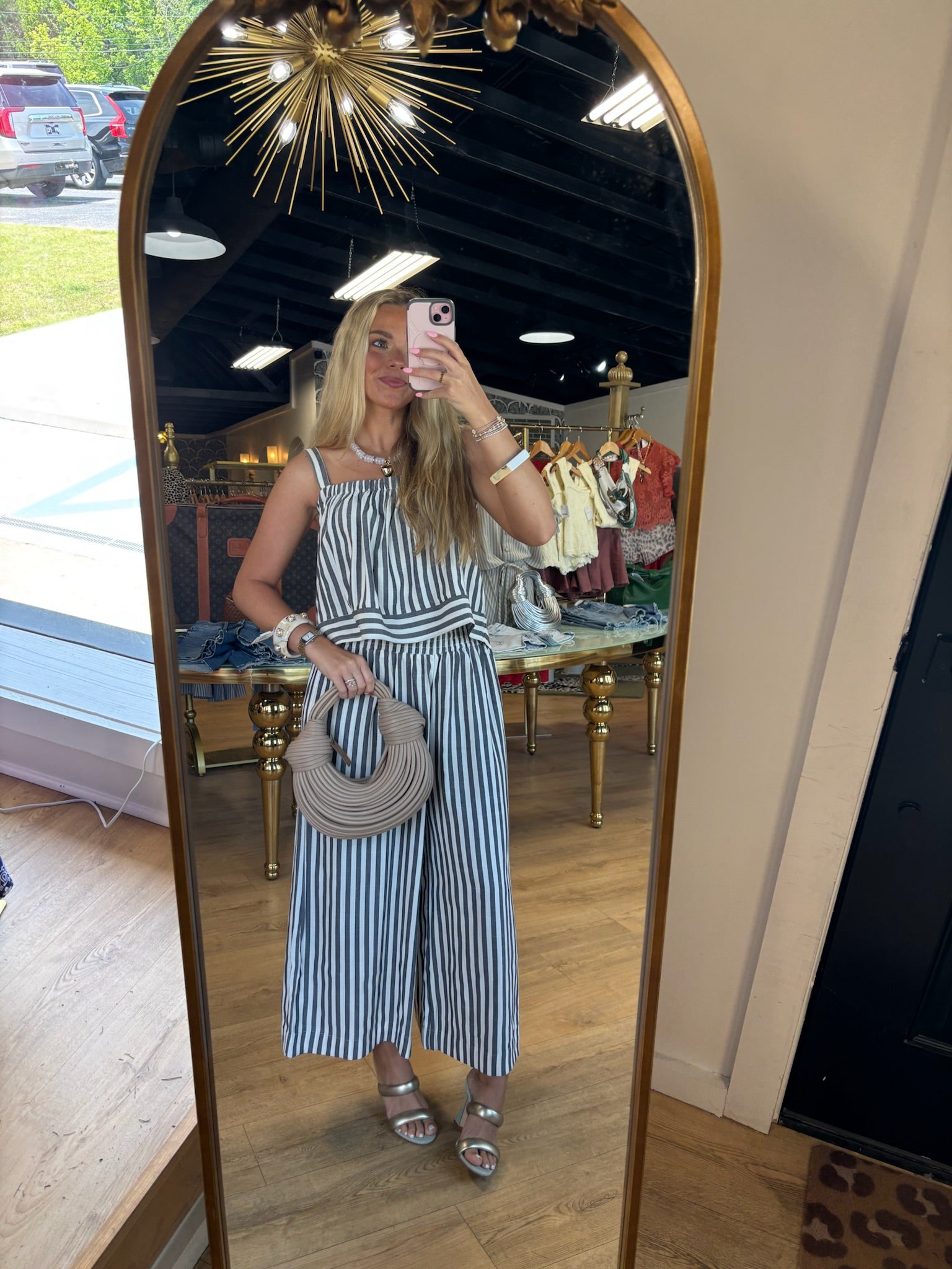 sadie and sage nomad stripe pants in white and black
