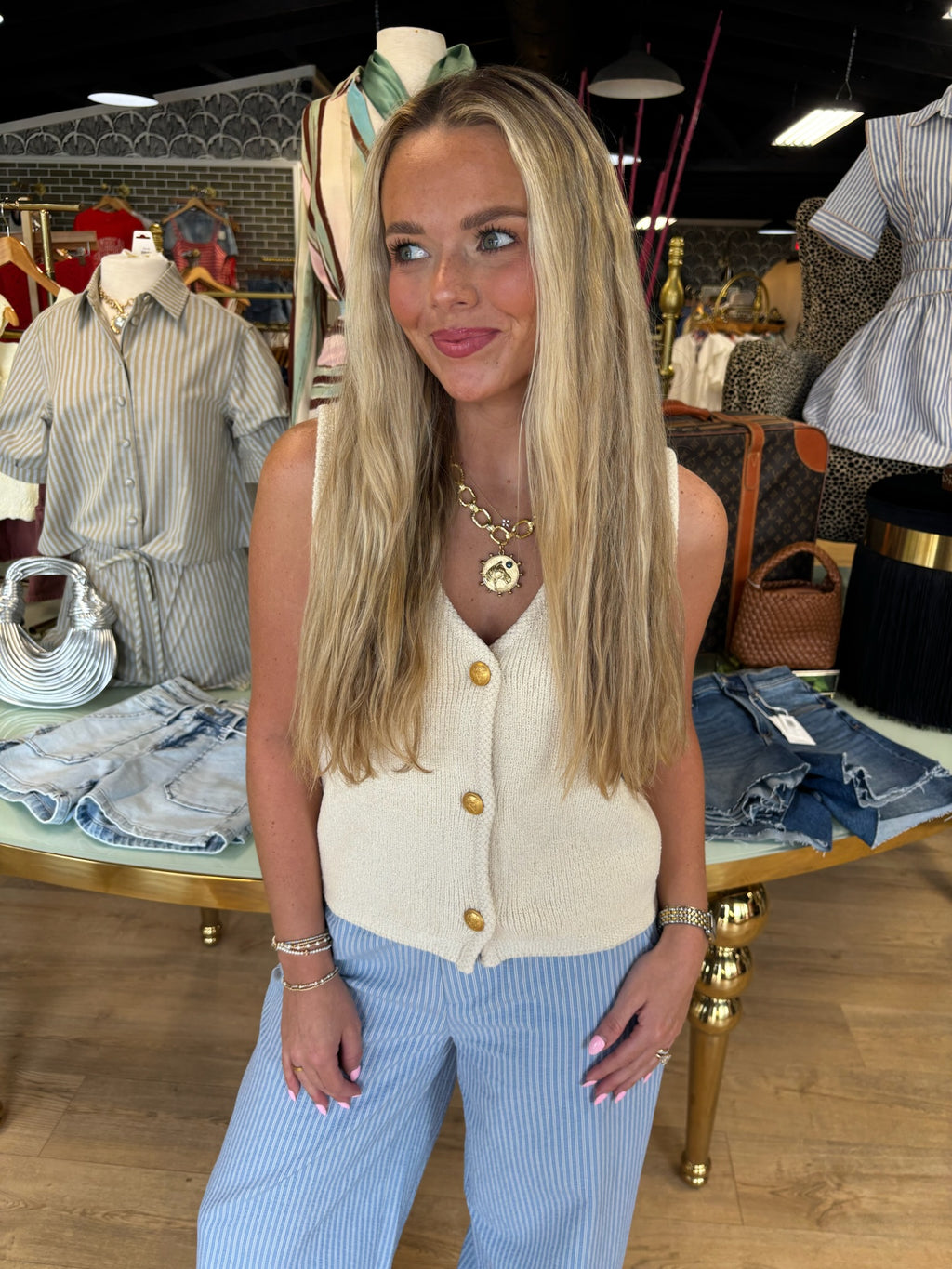 sage the label seven seas sweater vest in cream
