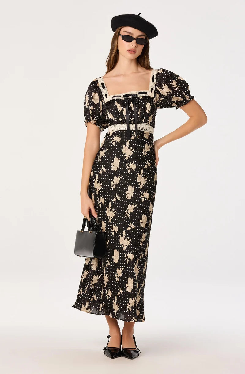 ASTR Kim Black Polka Dot Dress