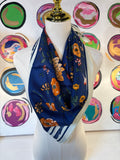 Multi Floral Print Scarf, Blue Multi