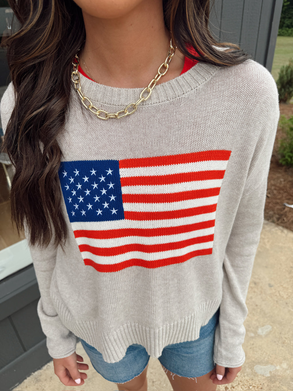 z supply sienna patriot sweater natural in heather