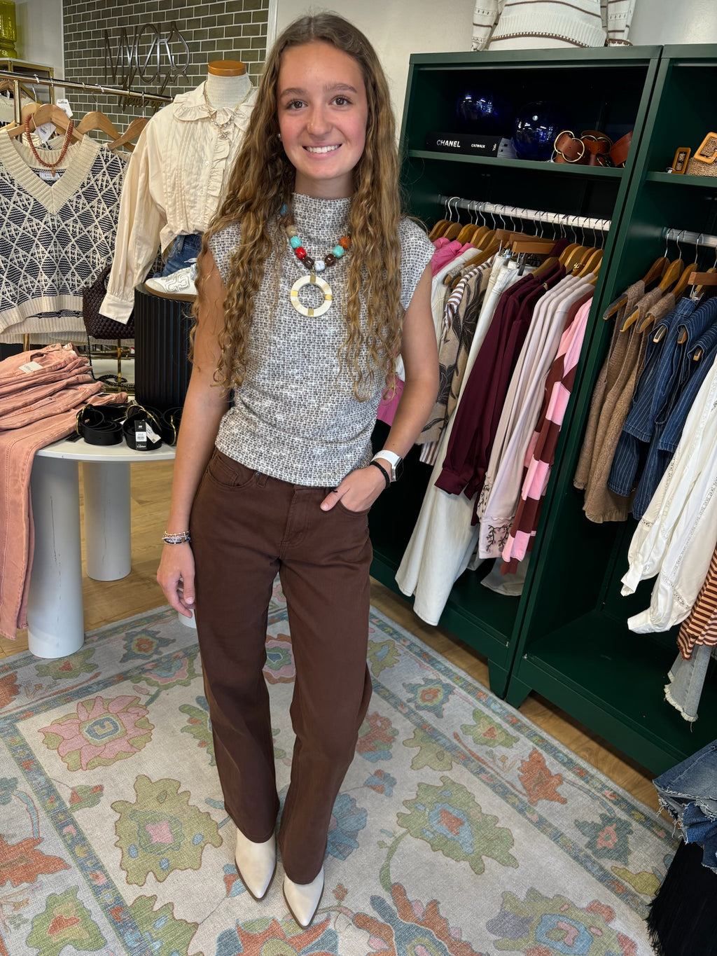 sadie and sage billie ruched knit top in chocolate