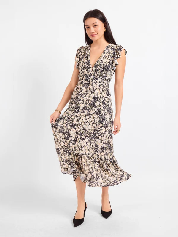 sadie & sage painted fields midi dress in black multi