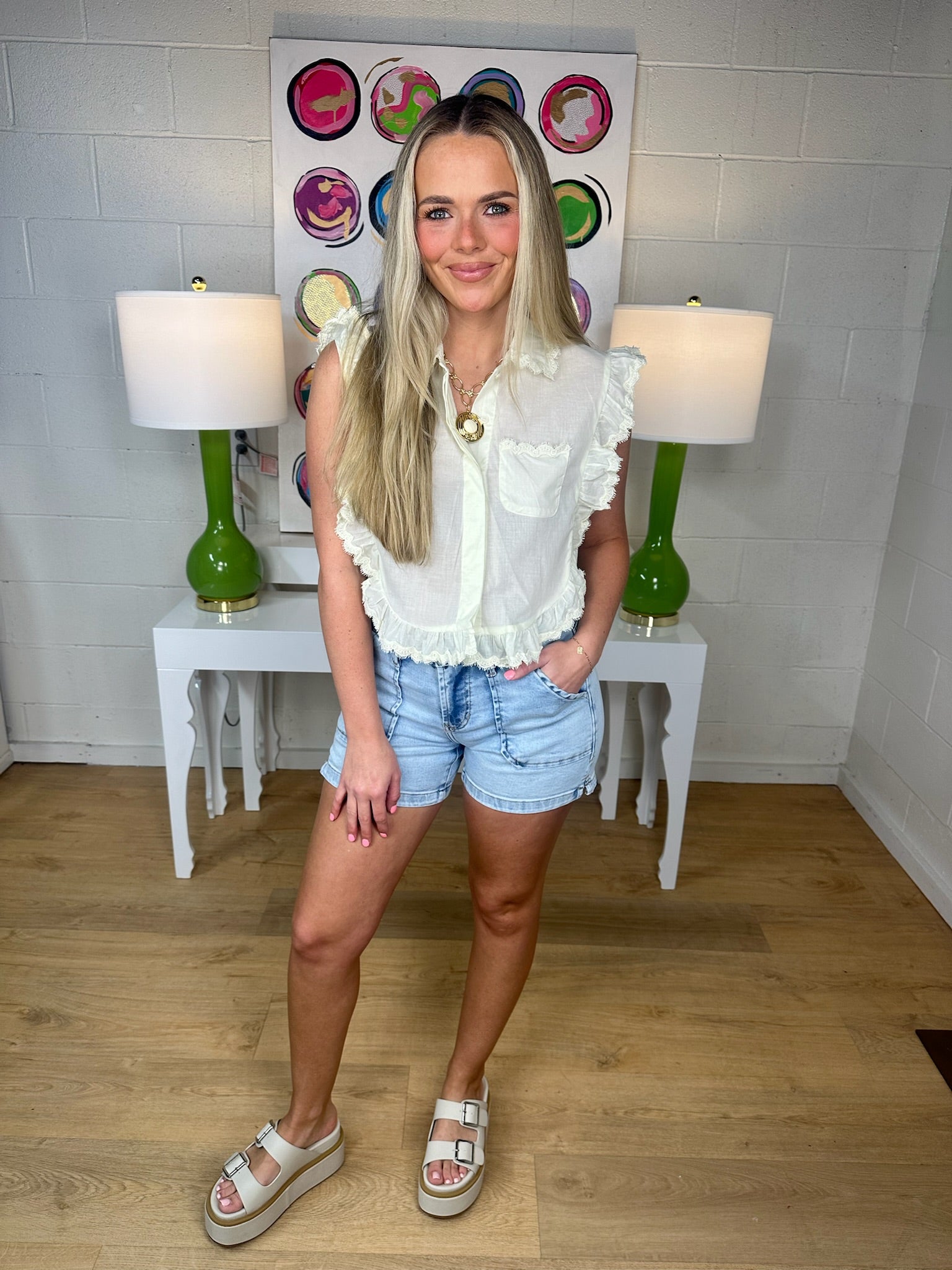 deluc insua sleeveless shirt in butter