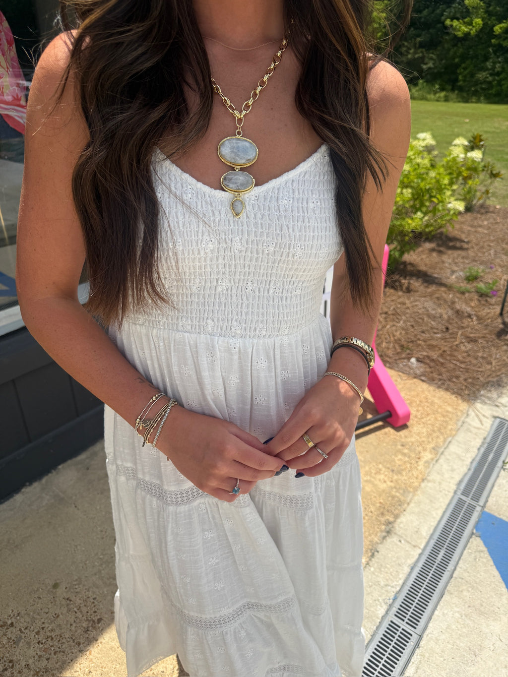 z supply behati eyelet midi dress in white