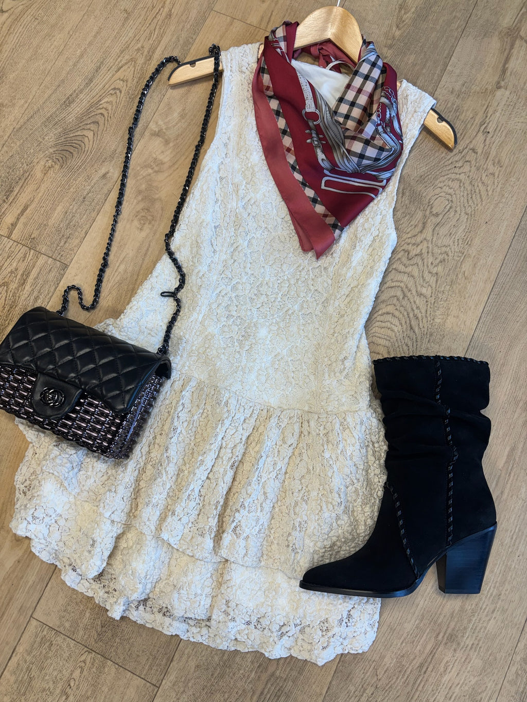 free people slow burn lace mini dress in natural combo
