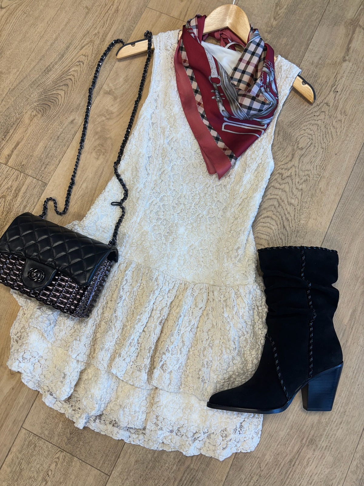 free people slow burn lace mini dress in natural combo