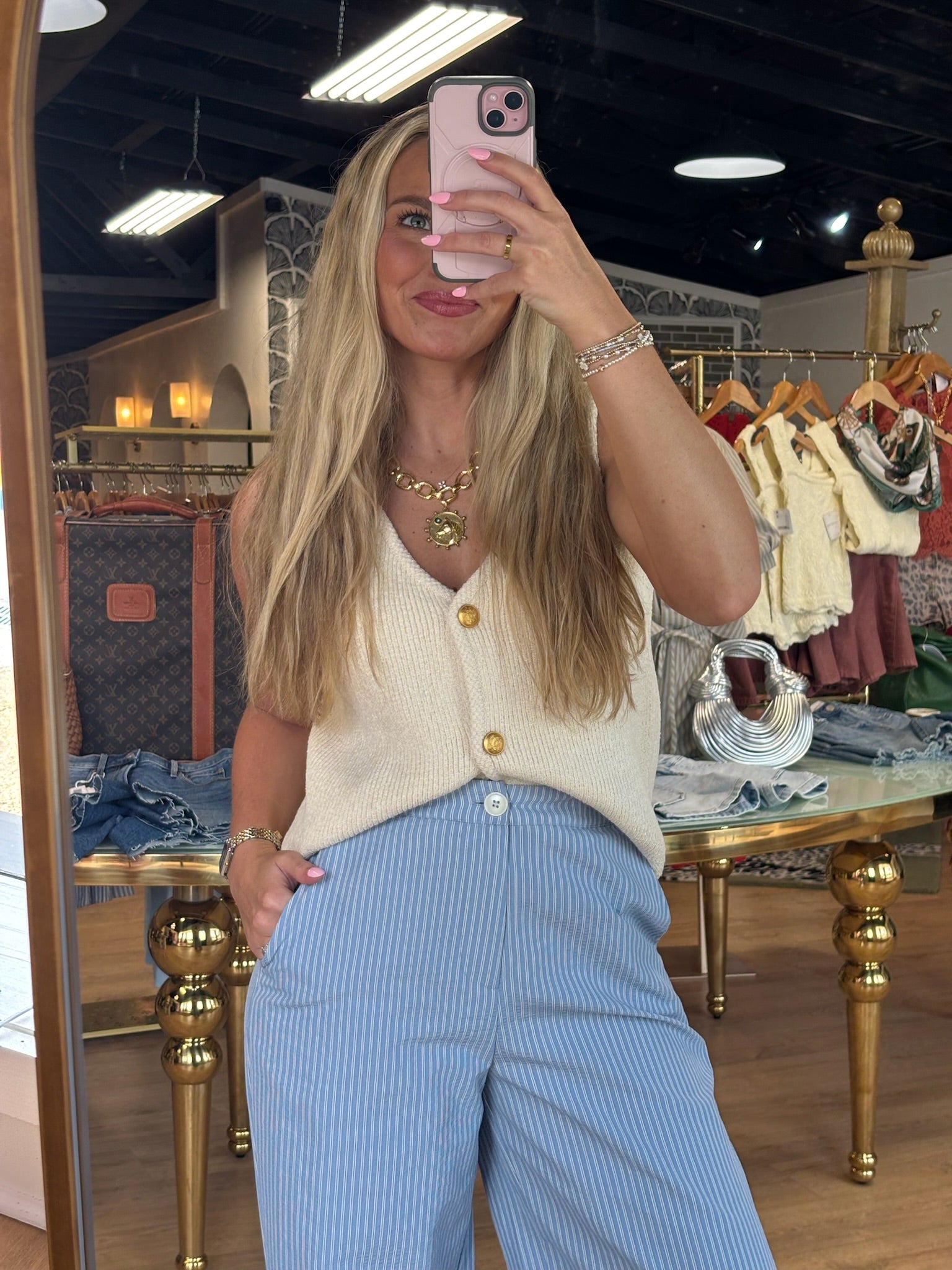 sage the label seven seas sweater vest in cream