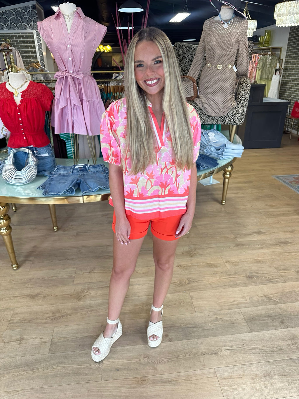 joy joy collar top in striped blossom