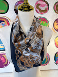 Horse & Chain Print Scarf, Black