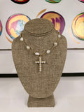 jennifer thames pearl beaded necklace with pearl cross
