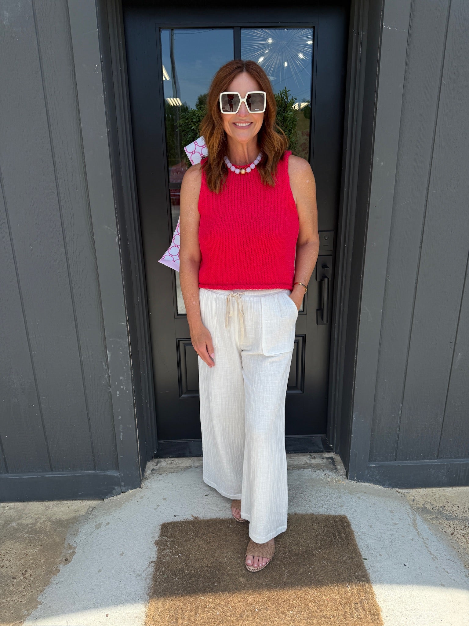 sadie & sage lilah wide leg pant in ivory