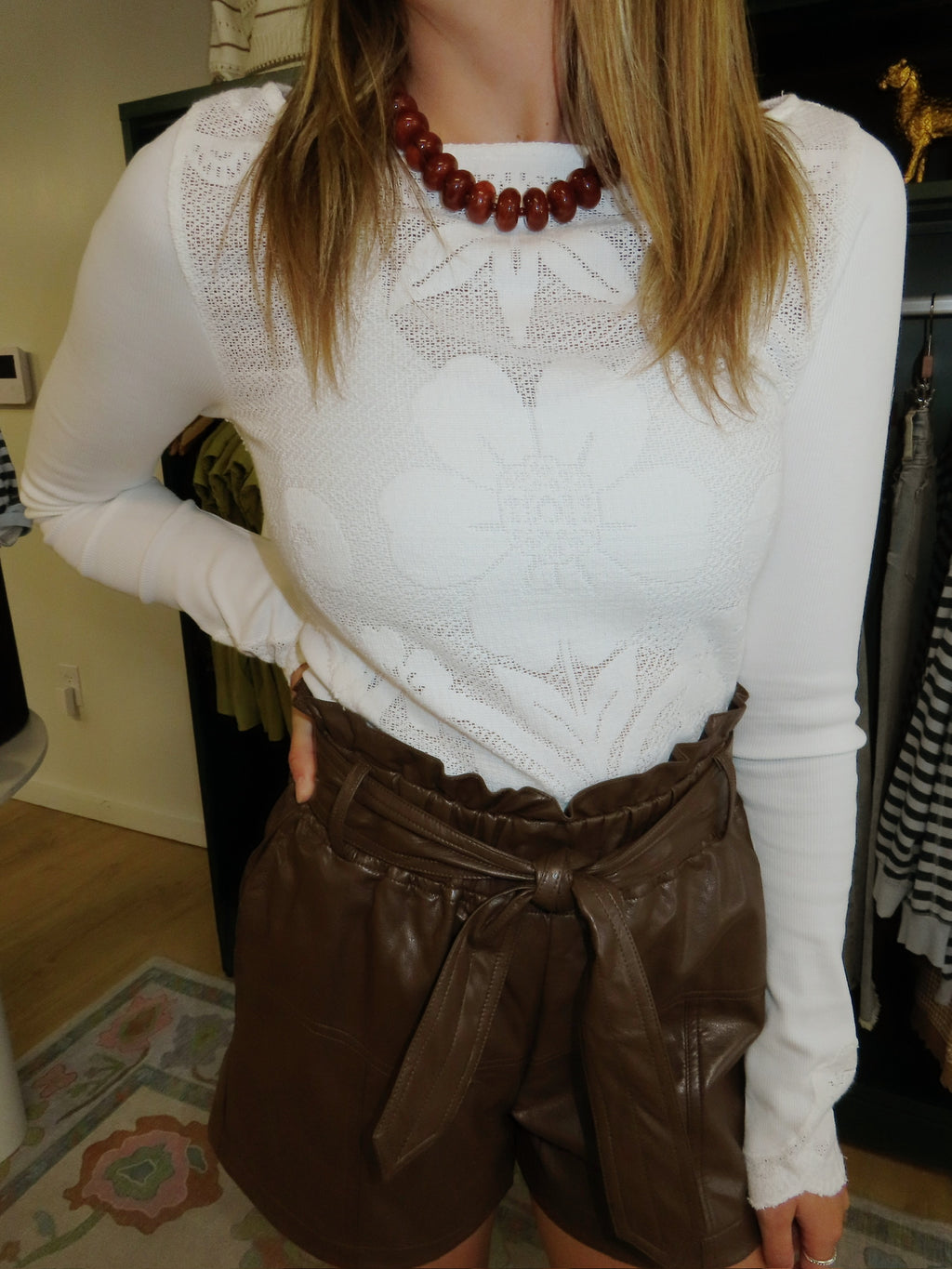 sage the label ember shorts in brown