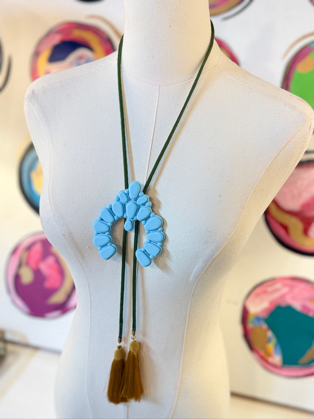 rahya designs || naja bolo baby blule with olive & golden yellow